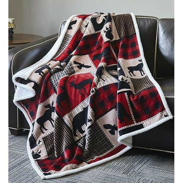 Sherpa Throw Blanket Western Country Stars America Rural Style Super Soft Cozy Warm Luxury Microfiber Blankets Flannel Fleece Plush Quilt Bedspread for Bed Couch Sofa Cow Skin Texture 